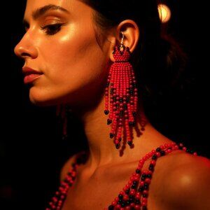 Red Dress Dangle Earrings